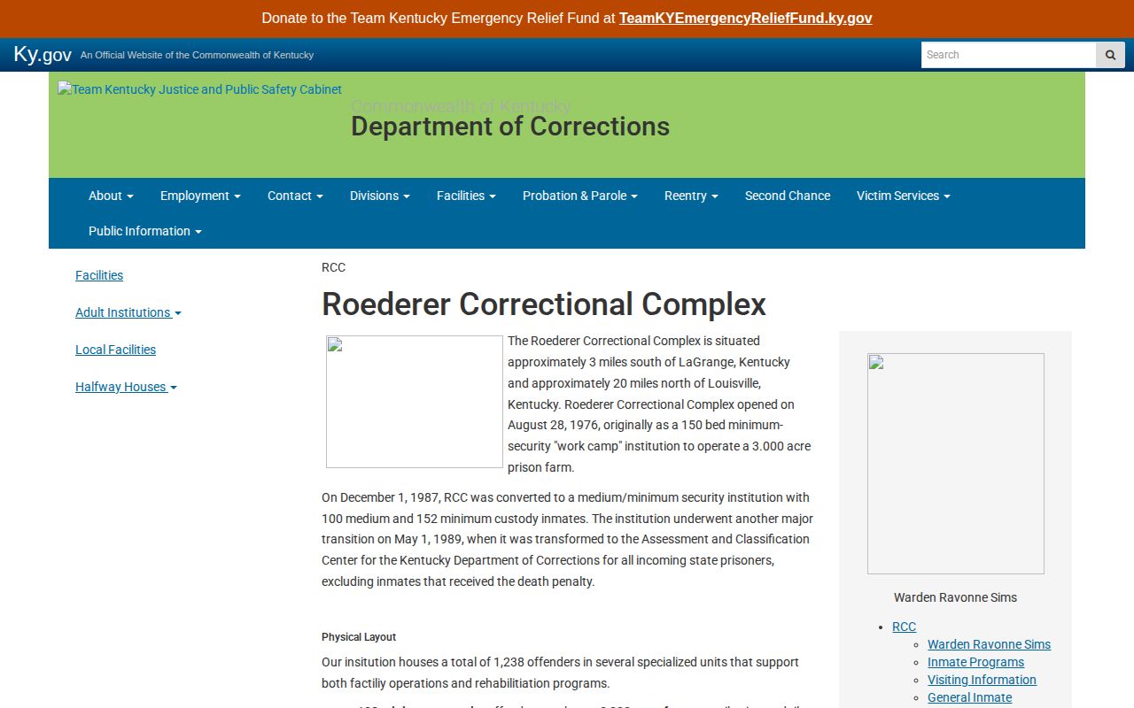 Roederer Correctional Complex release and assessment records